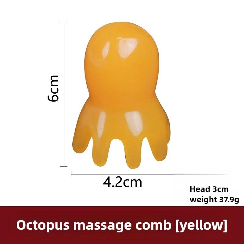 2025 New Resin Octopus Scalp Massage Comb Acupressure Meridian Therapy Hair Care Portable Relaxation Tool Natural Material