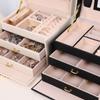 PU Leather Three-layer Locking Jewelry Box Handheld Storage Box Simple and Convenient Jewelry Box