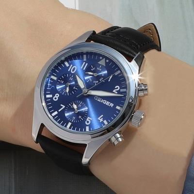 [GEIGER] GEIGER Men's Multifunction Leather Watch GE8062BUBK