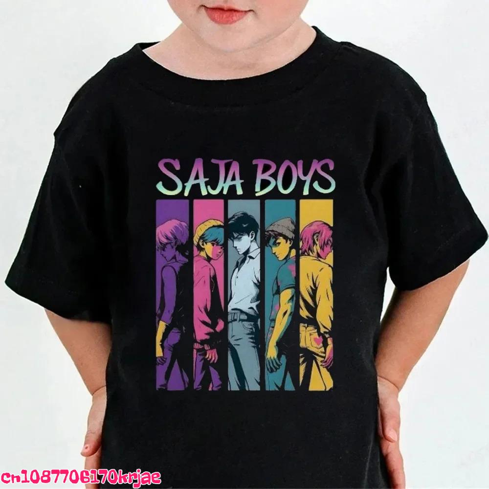 Hot Kpop Demon Hunters Children's T Shirt Short Sleeve Boys Kdis T-shirt Cute Kpop Demon Hunters Harajuku Tshirt for Boys Girls