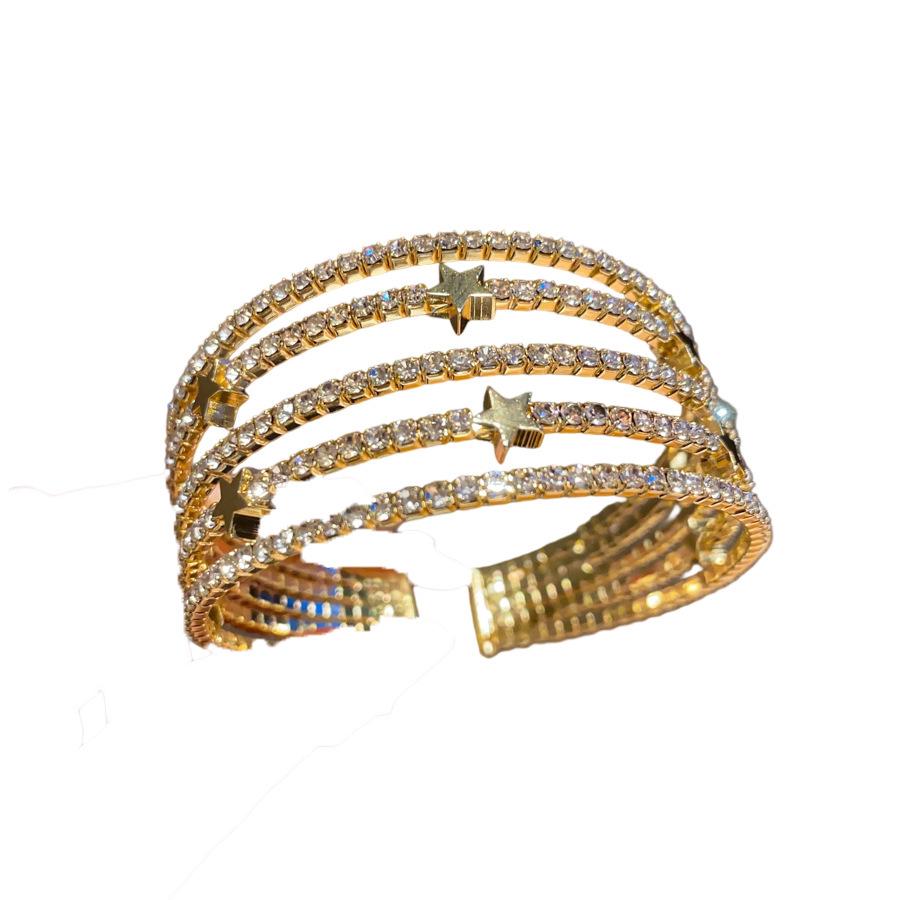 Rhinestone Star Multi-layer Open Bangle: Chic, Trendy Fashion Jewelry for Women