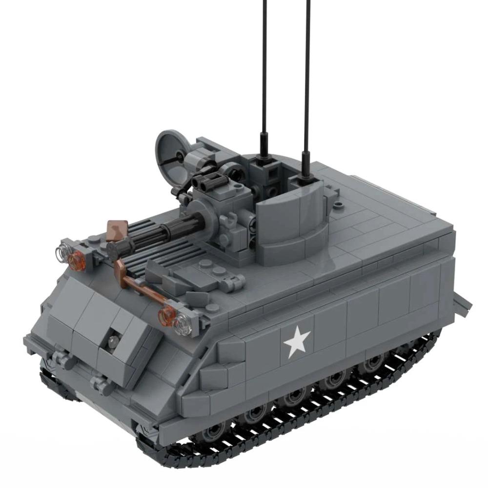 US-Armee M113 M163 M577 ACAV gepanzerter Personentransporter Militär Baustein Spielzeug Steine Armee Fahrzeug Vulcan Luftabwehrsystem