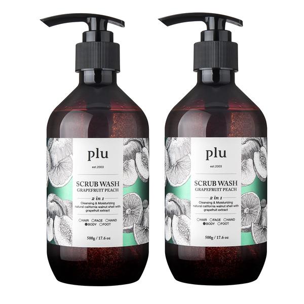Plu Body Scrub & Wash Grapefruit Peach 500g x 2 Bottles