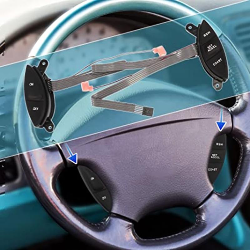 Steering Wheel Mounted Cruise Control Switch Button Handle Assembly Compatible for F150 Sport Trac 1998-2005 F87A9D809BA