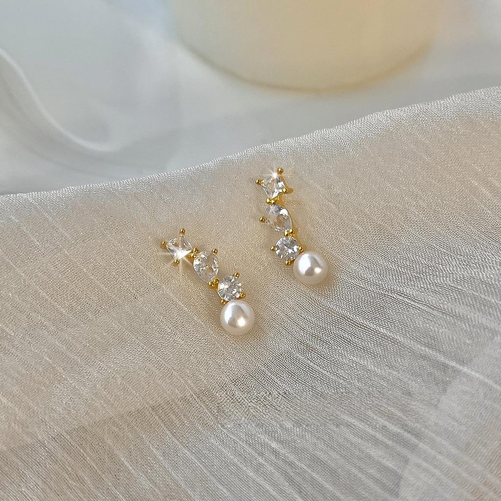 

Solid 925 Sterling Silver Infinite Love Water Droplet Zircon Pearl Earrings Original Design For Women Wedding Fine Jewelry Gifts золотой