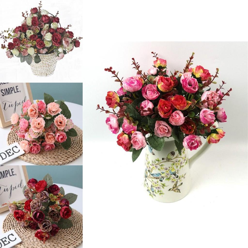Stunning 21 Heads Artificial Silk Flowers Rose Bunch Bouquet For Elegant Home Decor