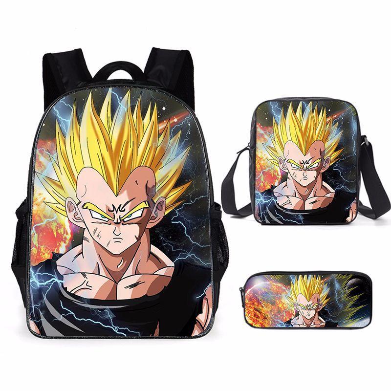 New animation cartoon dragon ball backpack, primary and secondary school schoolbag, satchel, shoulder bag, pencil case three-piece set