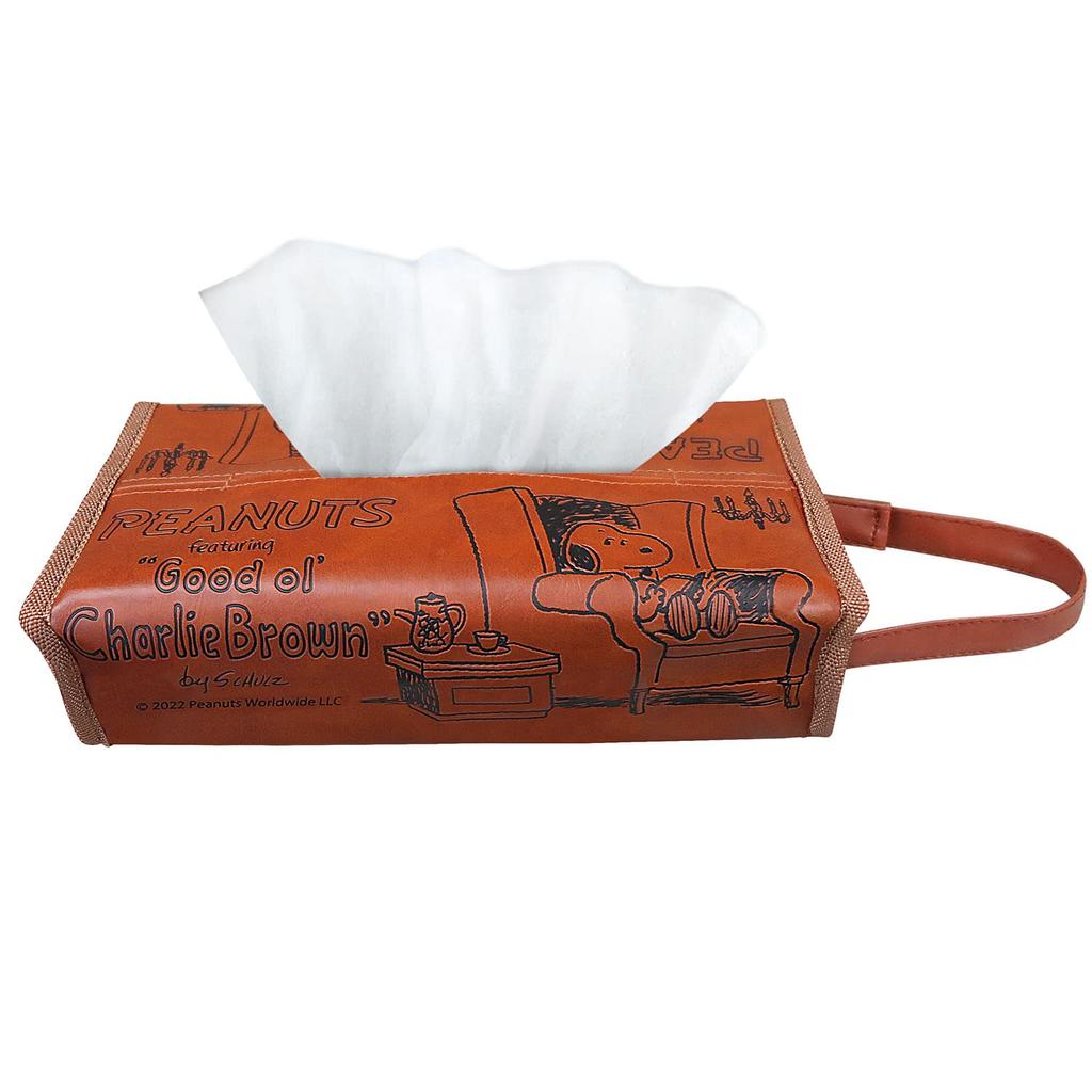 Meiho Snoopy Car Interior Tissue Faux Leather Brown SN129 (Meiho) Case, Classic, Embossed,