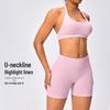 European & American Halter Neck Backless Sports Bra and High-Elastic Seamless Fitness Leggings Yoga Set for Women