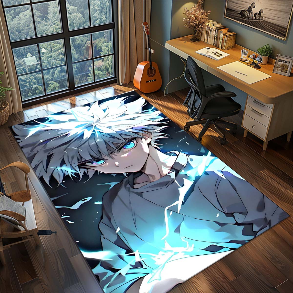 

Hunter x Hunter Anime Rug Carpet Large Area Rug Non Slip Washable Floor Mat Gamer Room Bedroom Home Decor -QJY 60x90cm