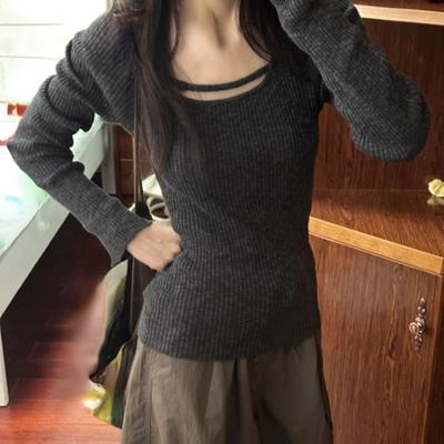 Maglione solido vuoto sexy da donna Y2k maglione Harajuku lavorato a maglia slim fit estetico tutto abbinato pullover coreano sexy maglieria femminile