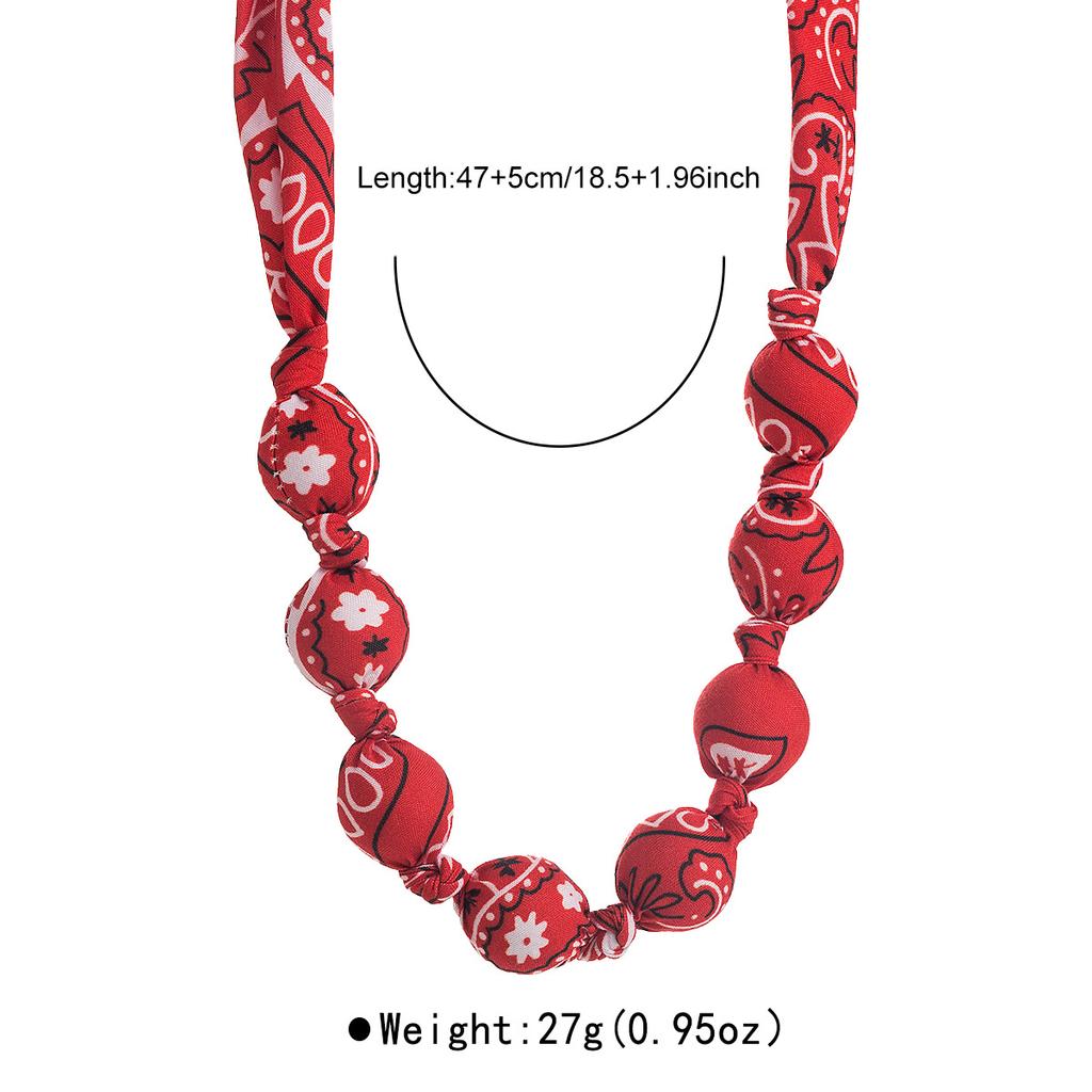 Fashion Bohemian Style Random Pattern Necklace Scarf With Beaded Stainless Steel Clavicle Chain Trendy Women Jewelry