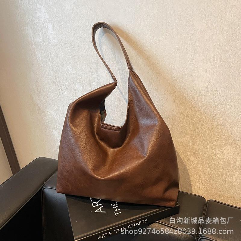 

Shoulder bag Korean version PU simple casual handbag large capacity texture solid color commuter child and mother tote big bag