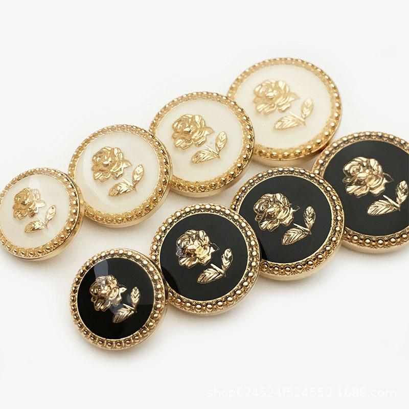 10PCS Flower Rose Gold Metal Buttons for Clothes Woman Coat Shirt Cuffs DIY Embroidery Sewing Accessories Sewing Buttons