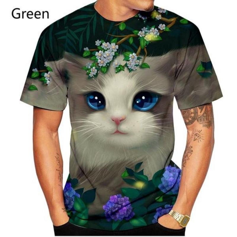 Neue Mode die neuesten Männer und Frauen 3D gedruckt T-Shirt Katze Kurzarm-Shirt Cartoon T-Shirt