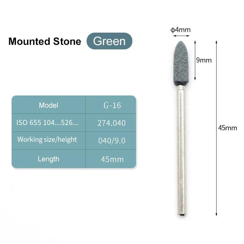 10Pcs Mounted Stones Grinders 2.35Mm Contours Geramic Green Stones Grind Polisher Green Hp Polishing Stone Drills