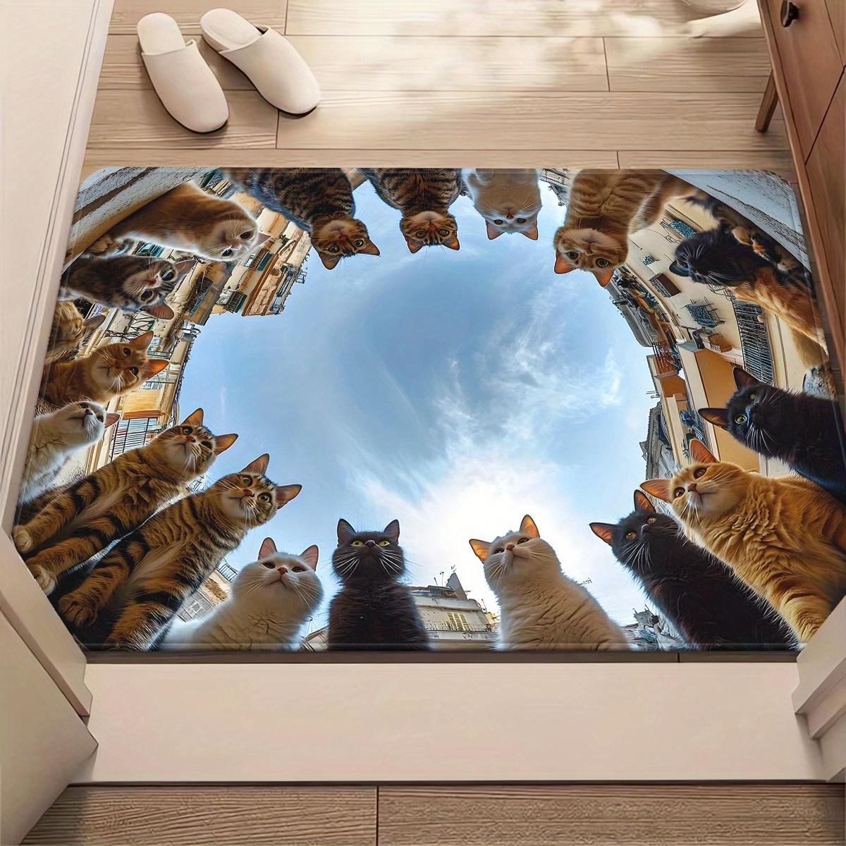 

Funny Cat Shape Print Doormat, Non-Slip Entryway Rug, Durable Washable Floor Mat for Bedroom and Living Room 40x60cm