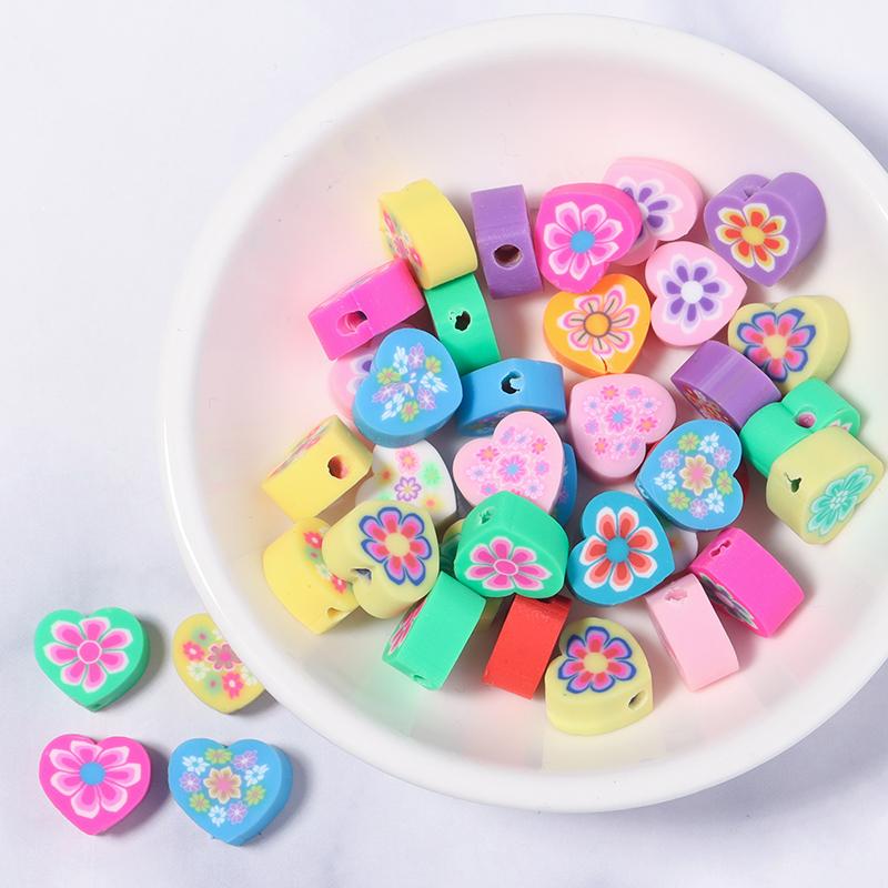 50Pcs Cute Soft Pottery Fruit Bead Clay Animal Pattern Loose Bead  Diy Children Girl Charm Jewelry Bracelets Necklace Supplies