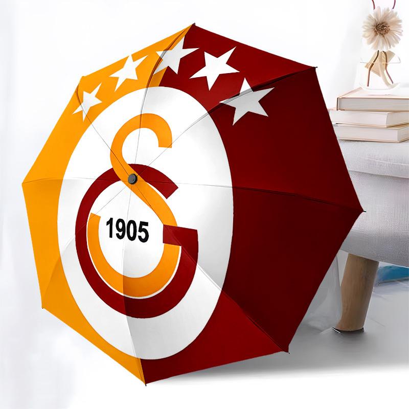 Galatasaray, Logo Automatisches Öffnen und Schließen, 8 Rippen Struktur Tragbarer Regenschirm, Geeignet für Männer und Frauen bei allen Wetterbedingungen Perfektes Geschenk