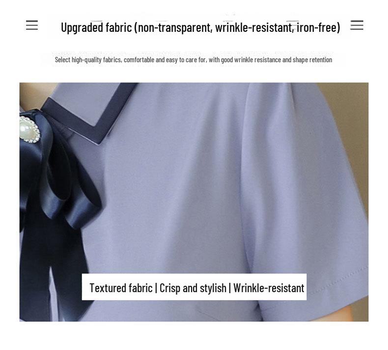 Women's Spring/Summer 2024 Bow-Tie Short-Sleeve Shirt - Fashionable Korean Professional Top