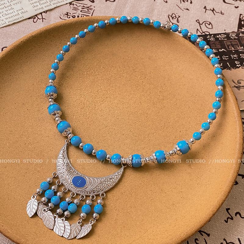 

Ethnic Headdress, Ethnic Collar, Yunnan Ethnic Style Miao Silver Collar, Retro Beaded Bead Miao Silver Large Collar