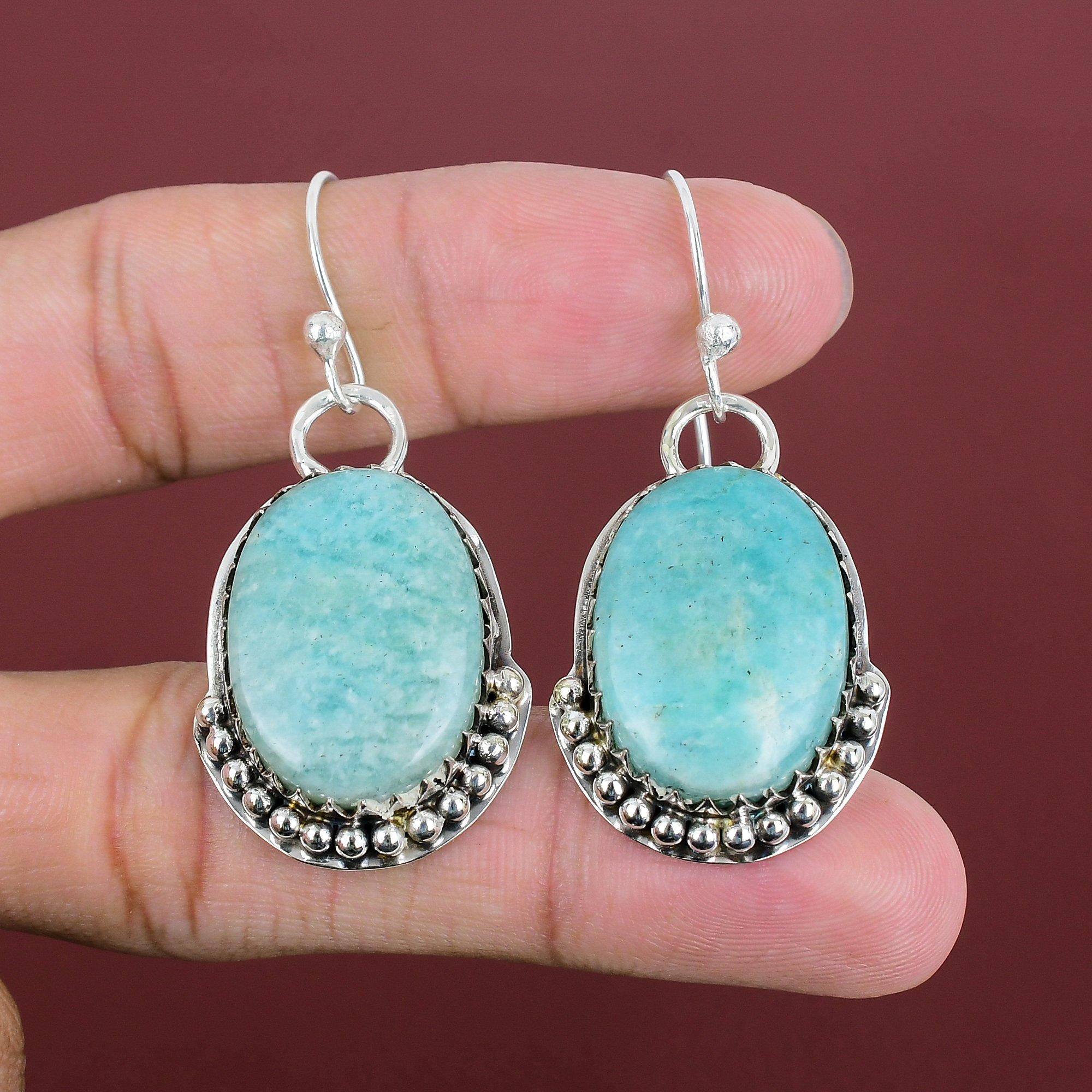 Amazonite Earring Very Pretty Gemstone Earring Handmade Jewelry 925 Sterling Silver Earring Stylish Earrings Gifts For Wife Elegant Jewelry