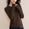 Women's Spring 2026 Round Neck Base Layer Shirt - White, Wool Blend, Skin-Friendly, Long Sleeve Warm Top