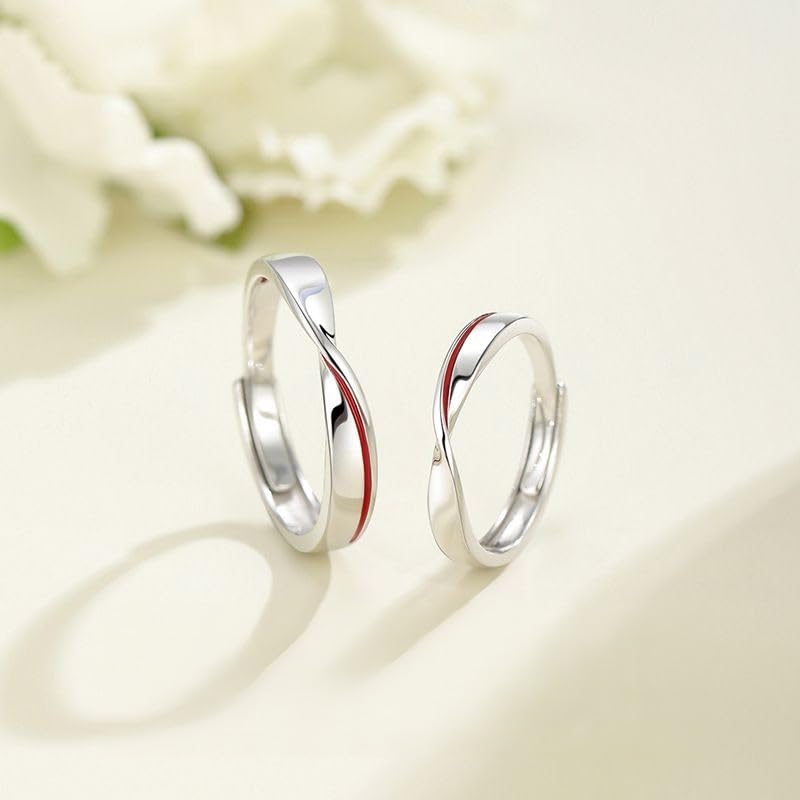 Pairing Red Thread of Fate Free Size Couple Matching Ring Silver [Nicoiro] (S925) (Pairing)