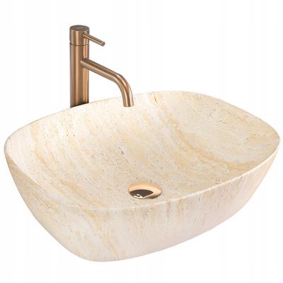 Countertop Washbasin Ceramic Imitation Stone Beige Freja Matte Rea