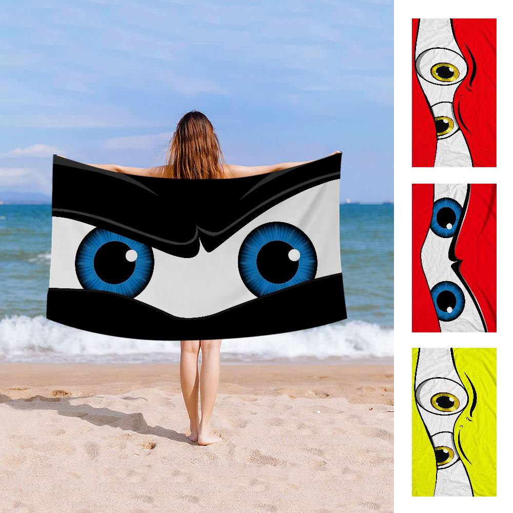 New Cartoon Big Eyes Microfiber Printed Beach Towel Mountain Climbing Yoga Beach Swimming Running Absorbent Soft Towel