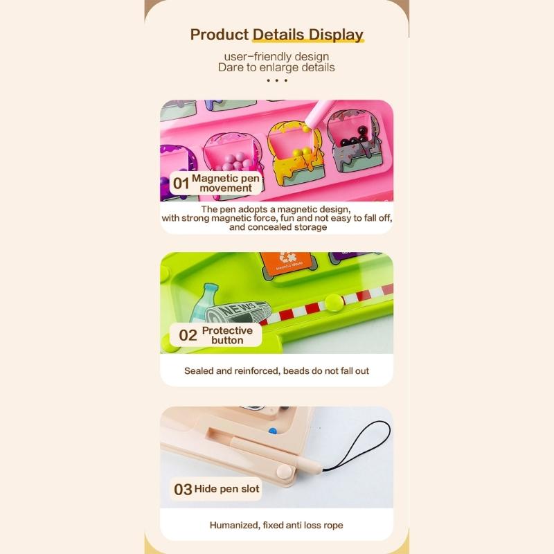 Interactive Walking Bead Toy for Preschool Magnetic Maze Puzzle Encourages Hand Eye Coordination Logical Thinking Skill