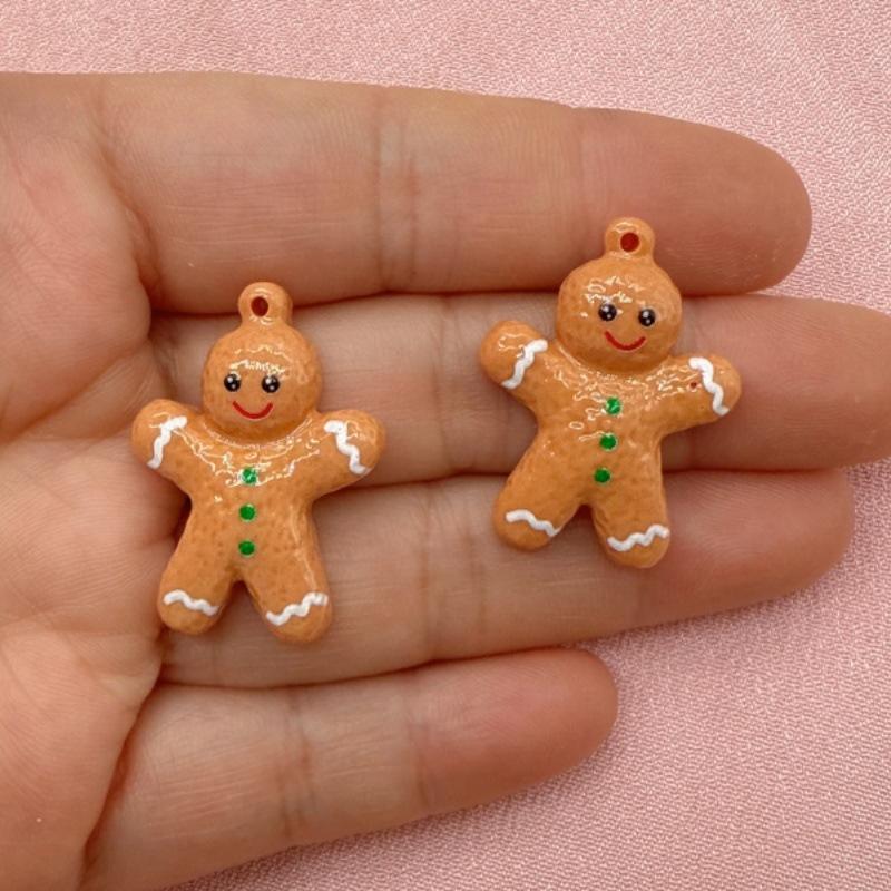 5pcs Creativity Resin Christmas Pendants DIY Jewelry Making Earrings Bead Necklaces Keychains Jewelry Decoration Accessories