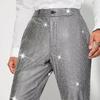Men's Shiny Sequin Trousers Retro Elastic Waist Party Dance Pants Wide Leg Night Club Disco Pants for Stage Performance Hip-Hop Bar