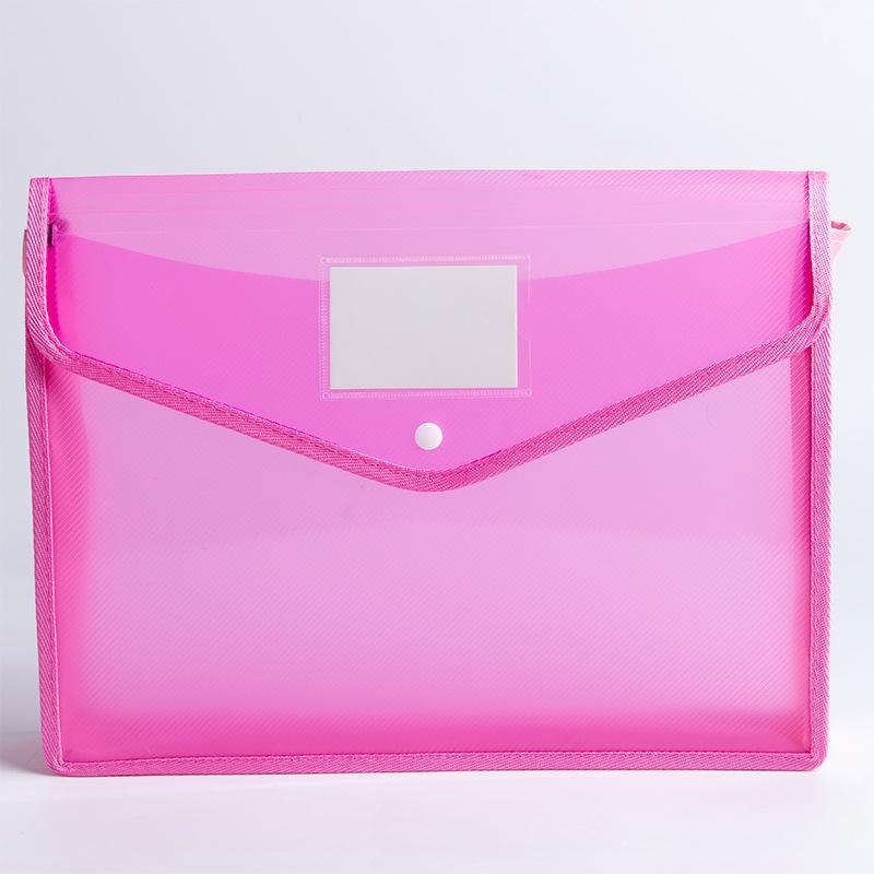 A4 Colorful File Folder with Label Pocket Horizontal Snap Button Portable Examination Paper Document File Organizer Bag School Supplies
