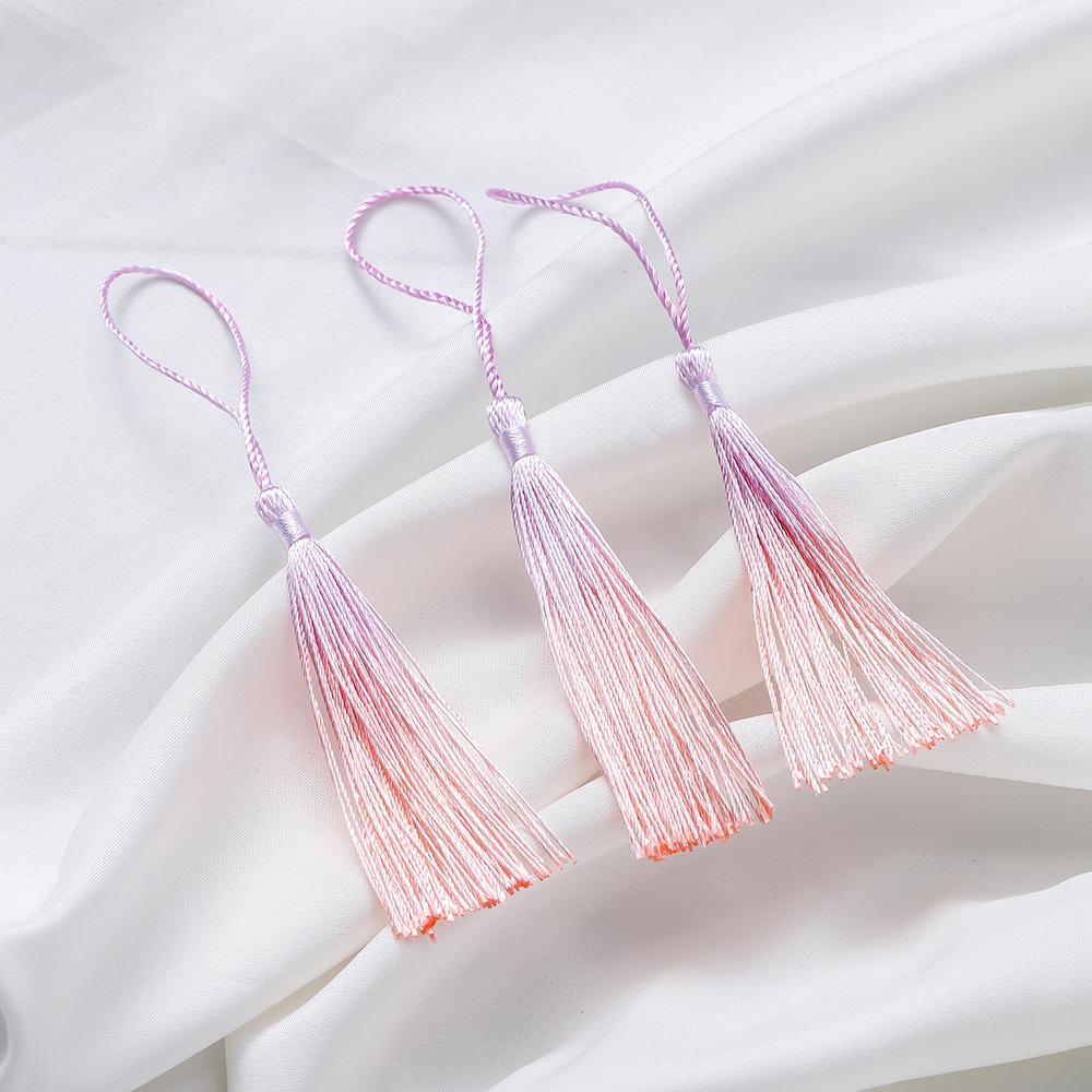 10Pcs Gradient Color 13cm Tassels Polyester Silk Tassel Fringe Crafts Jewelry for Diy Jewelry Making Pendant Decor Bookmark