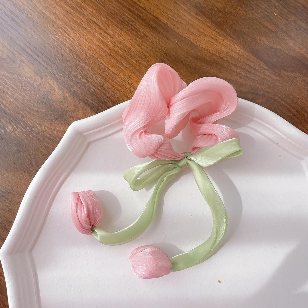 Elegant Tulip Flower Hair Clips for Women Girls Handmade Fabric Bow Hair Claw Barrettes Headwear Korean Hair Accessories
