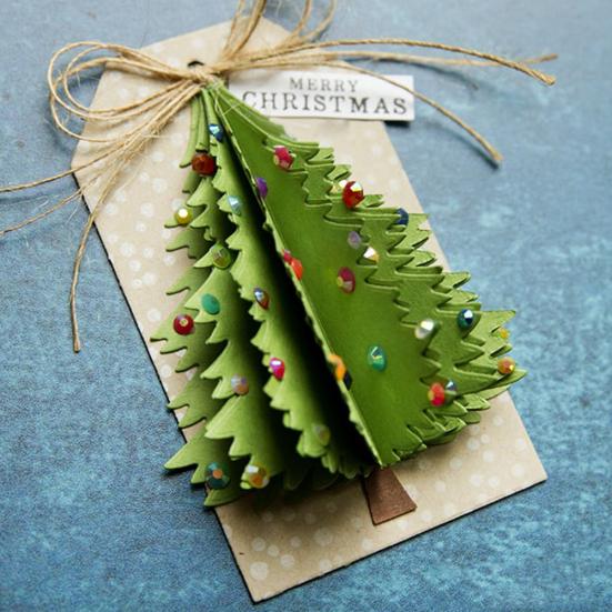 Noel Ağacı Kesme Kalıpları Kendin Yap Scrapbooking Kabartma Kağıt Kartlar Fotoğraf El Sanatları Şablonu