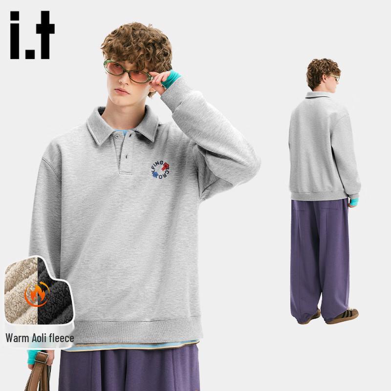 Fingercroxx Men's Turn-down Collar Fleece Lined Pullover Sweatshirt