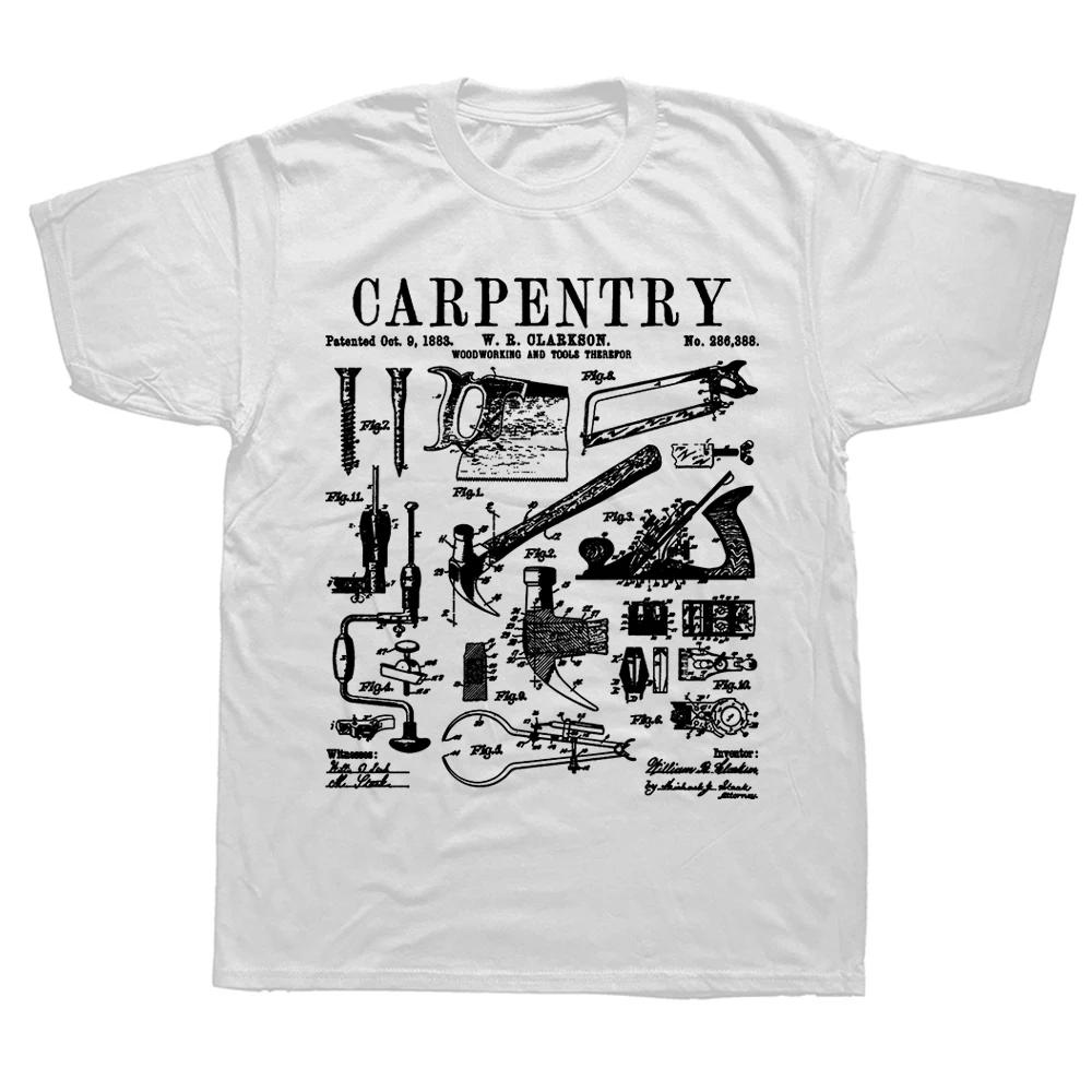 Carpentry Carpenter Tools Handyman Vintage Patent T Shirts Summer Graphic Cotton Streetwear Birthday Gifts T-shirt Clothing