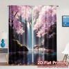 2pcs   2D FLAT PRINTING Curtains (Without Rod) Blossom Cascade Popular Curtain Fabric Machine Washable Fabric Curtains Outdoor