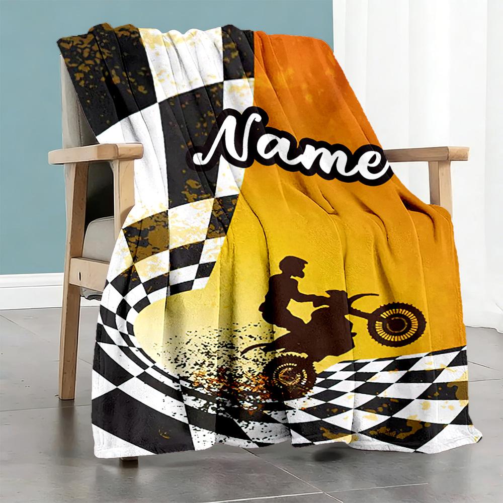Motorcycle23452 Customize Your Name Blanket Throw Customizable Blanket Soft & Cozy Versatile for Living Room Bed Nap Livingroom Ideal for All Seasons