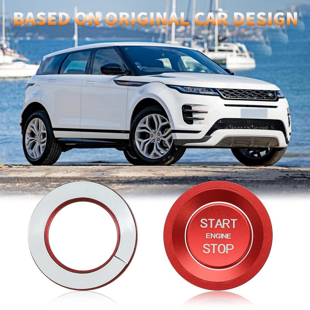 TOMALL Aluminum Engine Start Stop Push Button Ring Compatible with Land Rover Discovery Sport 5 Range Rover Jaguar XJ XF XE F-Type F-Pace XJR XFR Car