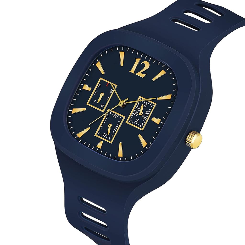 Conjunto de reloj unisex con esfera cuadrada (2 piezas), Juego de 2 relojes unisex analógicos de silicona con DIAL cuadrado, AXXTITUDE