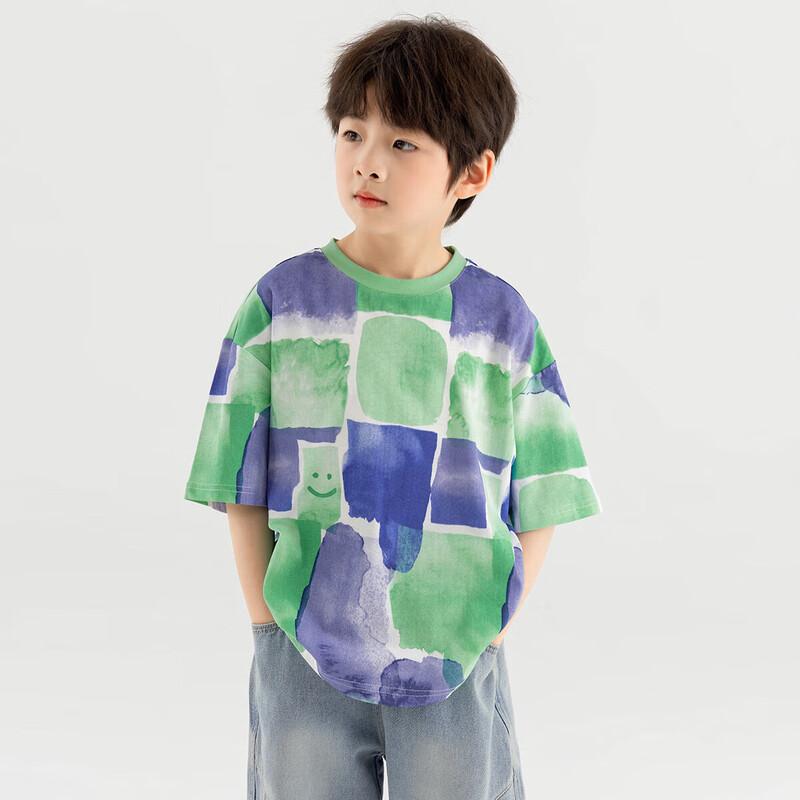 Boys  Ink Dye Print Cooling Breathable Short Sleeve T-Shirt 150