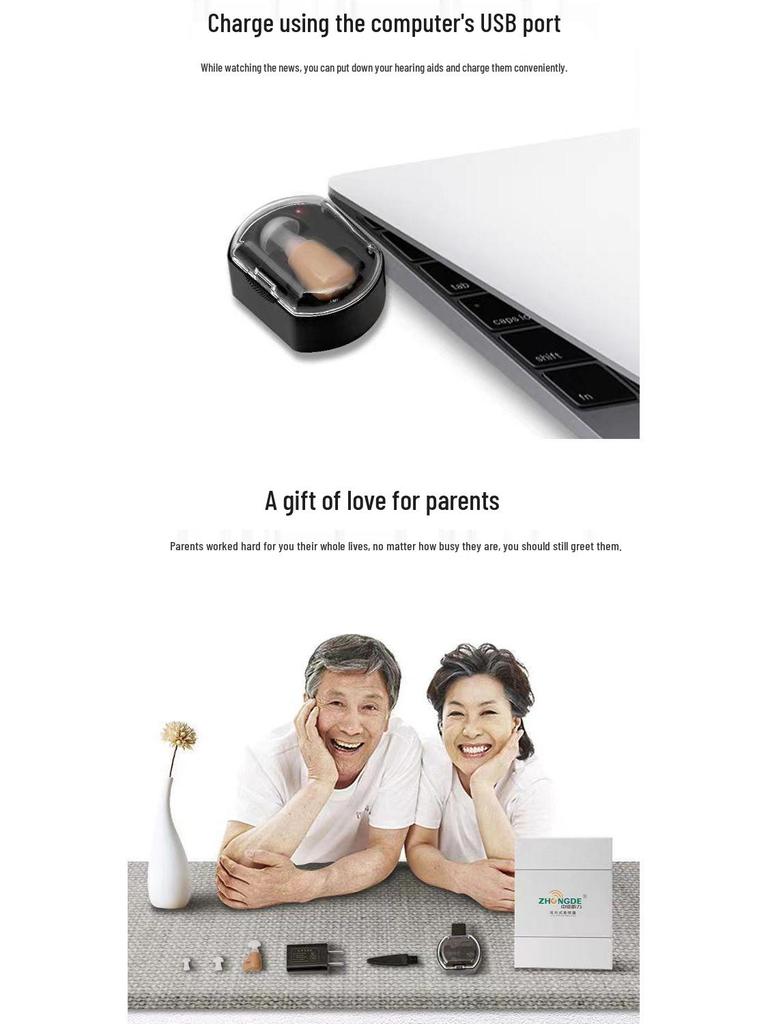 Aparelhos Auditivos Recarregáveis Sem Fio Intra-auriculares Sino-Alemães para Idosos - Fones de Ouvido Atrás da Orelha Discretos e Portáteis