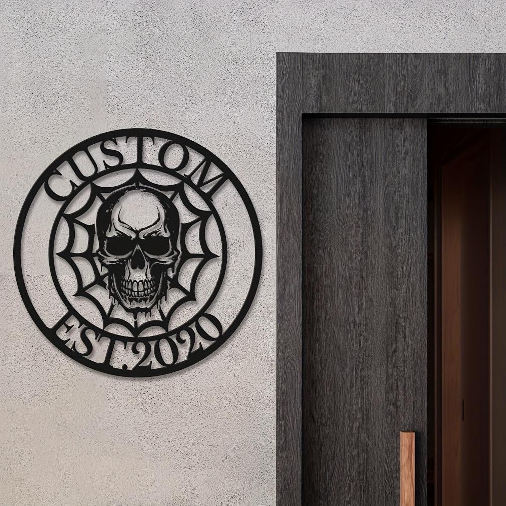 Unique Handmade Skull Metal Wall Decor Black Nautical Sign Spooky Indoor Outdoor Halloween Christmas