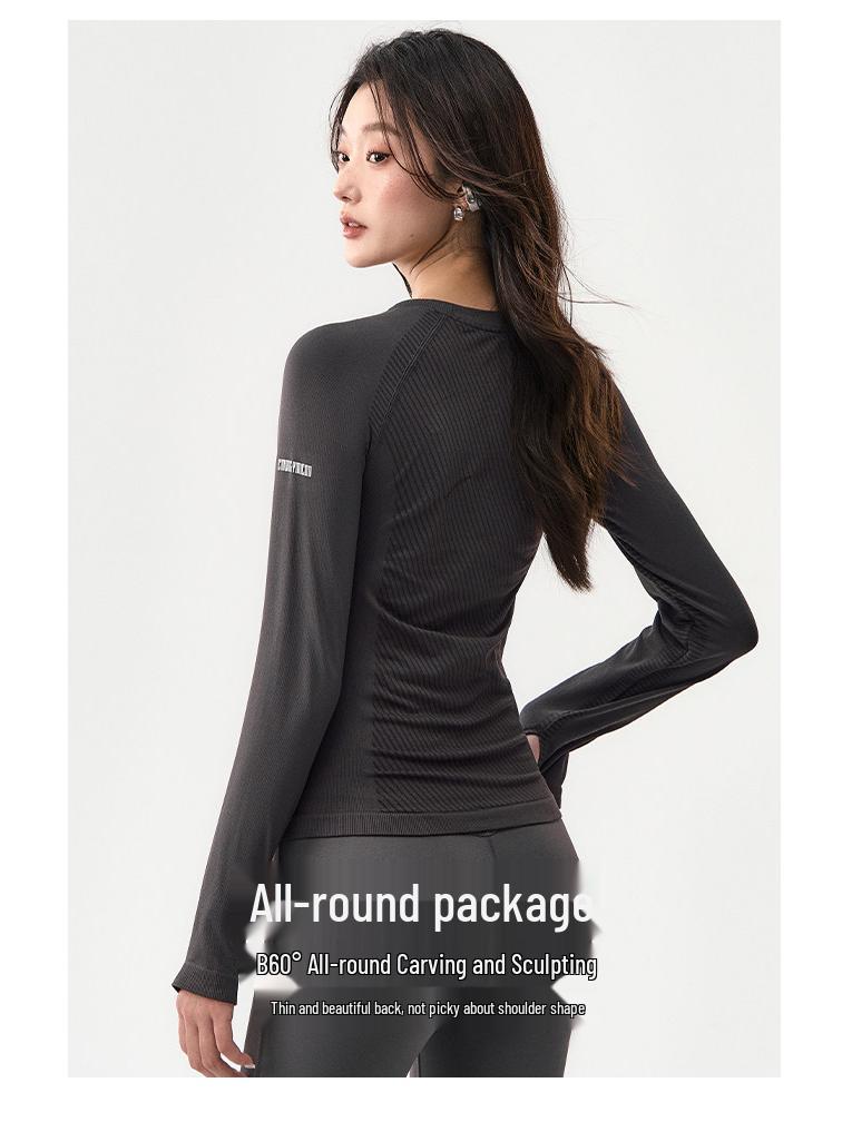 Women's Quick-Dry Long Sleeve Yoga Top for Outdoor Cycling and Running in Autumn/Winter
