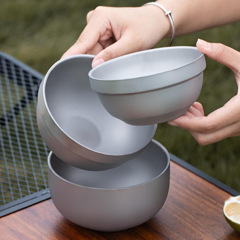 Titanium Purification Bowl Ultralight Portable Double Walled Tableware For Outdoor Camping BBQ Picnic Coffee Tea Yogurt
