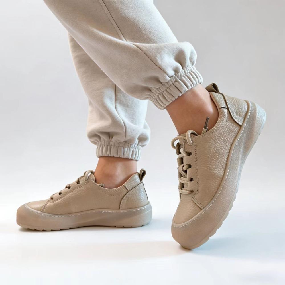 Women's Casual Skate Shoes Retro Style Genuine Leather Casual Sneakers Comfort Travel Flat Non-slip Cowhide Walking Daily Wear