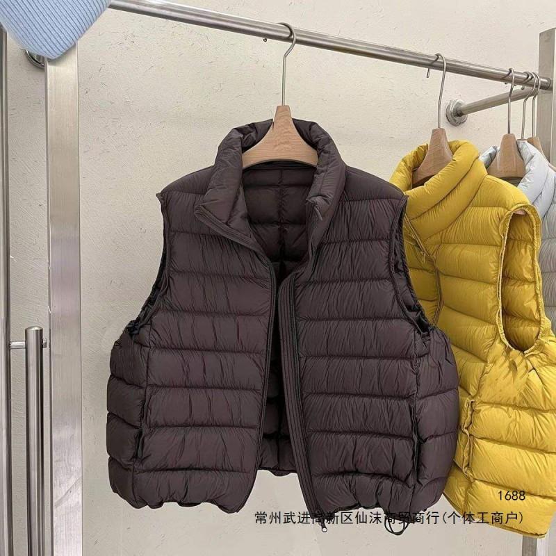 Womens Lightweight Down Vest White Duck Puffer Sleeveless Jacket Short Stand Collar Slim Fit Outerwear